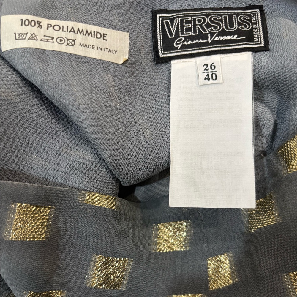 Versus Gianni Versace Runway Maxi Skirt Gray Gold Sheer IT 40 US 4-6